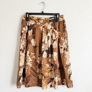 Talbots Size 4 Neutrals Floral A Line Full Satin Skirt Officecore Pockets